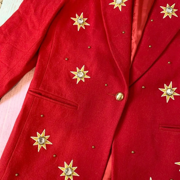 Vintage Harland red gold stars 80s blazer - Picture 3 of 9